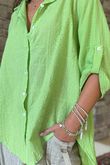 Made in Italy Pia Pillow Cotton Embroidered Tile Classic Shirt Lime